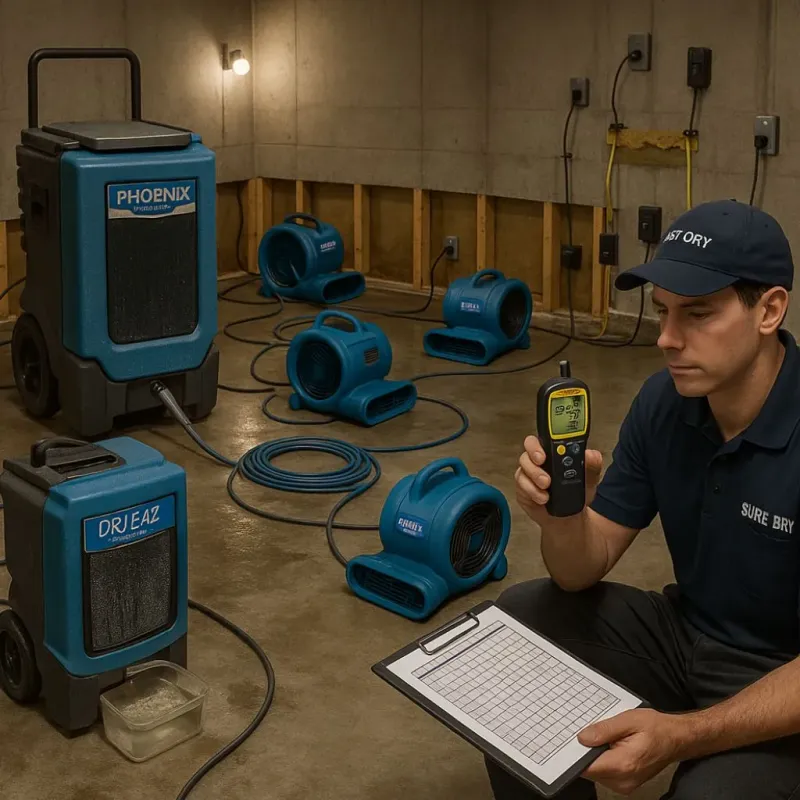 Structural Drying and Dehumidification process in Hearne, TX